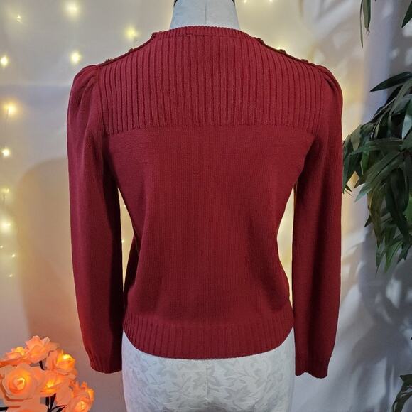 St. John for Jacobsons Vtg Santana Knit Sweater Womens Size S Red Button Accent - Picture 4 of 9